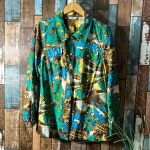 richard malcolrn 1X linen snap button artsy shacket